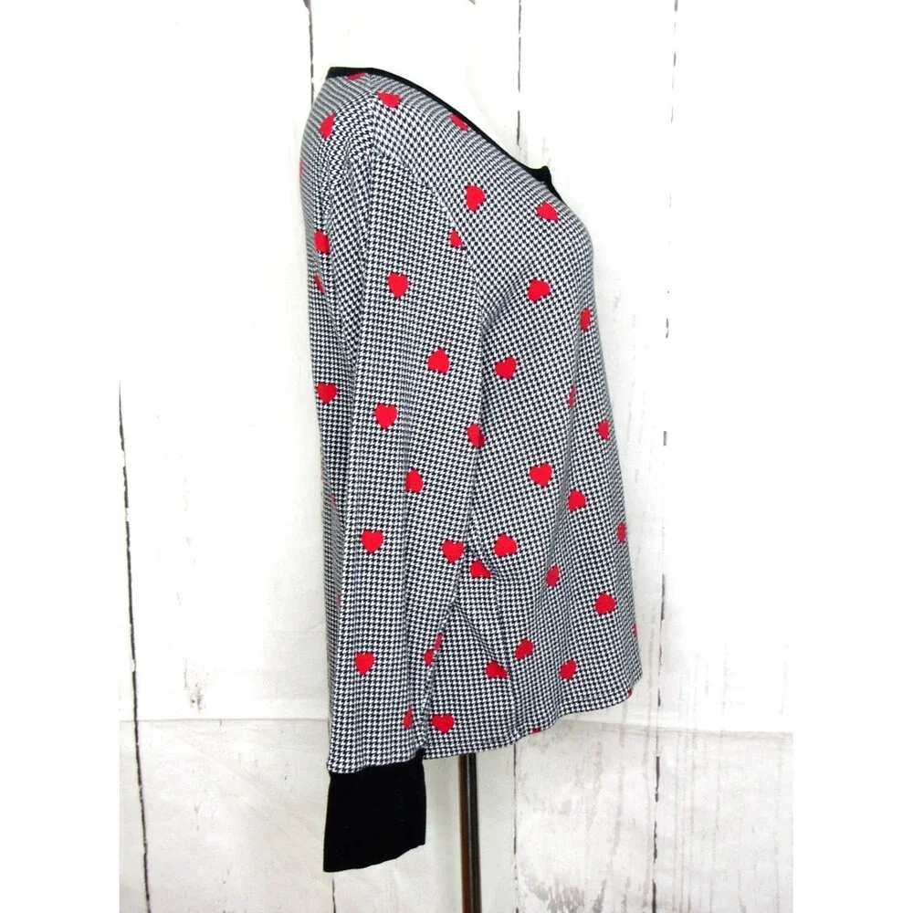 Victoria’s Secret Thermal Waffle Pajama Top Houndstooth Heart Stretch Size XXL